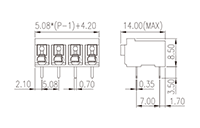 0138-61XX 0.2 Inch (in) Pitch Diameter Printed Circuit Board (PCB) Terminal Block - 2