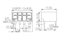 0150-26XX 0.200 Inch (in) Pitch Diameter Printed Circuit Board (PCB) Connector Socket - 2