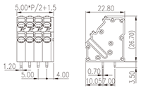 0153-02XX 0.197 Inch (in) Pitch Diameter Printed Circuit Board (PCB) Terminal Block - 2