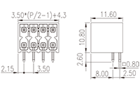 0159-31XXL 0.138 Inch (in) Pitch Diameter Printed Circuit Board (PCB) Connector Socket - 2