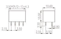 0159-32XX 0.138 Inch (in) Pitch Diameter Printed Circuit Board (PCB) Connector Socket - 2