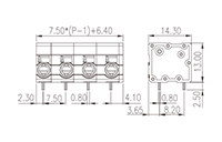 0177-51XXP3 0.295 Inch (in) Pitch Diameter Printed Circuit Board (PCB) Terminal Block - 2