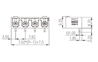 0183-11XX 0.300 Inch (in) Pitch Diameter Printed Circuit Board (PCB) Connector Socket - 2