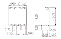 0188-02XXL 0.098 Inch (in) Pitch Diameter Printed Circuit Board (PCB) Terminal Block - 2