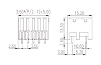 0221-23XXL 0.138 Inch (in) Pitch Diameter Printed Circuit Board (PCB) Connector Socket - 2