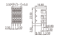 0221-25XX-BK 0.138 Inch (in) Pitch Diameter Printed Circuit Board (PCB) Connector Socket - 2