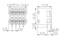 0221-26XXL 0.138 Inch (in) Pitch Diameter Printed Circuit Board (PCB) Connector Socket - 2