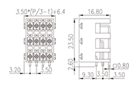 0221-27XXL 0.138 Inch (in) Pitch Diameter Printed Circuit Board (PCB) Connector Socket - 2