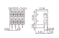 0221-33XX-BK 0.150 Inch (in) Pitch Diameter Printed Circuit Board (PCB) Connector Socket - 2