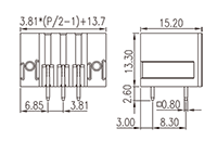 0221-52XXL 0.150 Inch (in) Pitch Diameter Printed Circuit Board (PCB) Connector Socket - 2