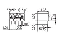 0225-31XX 0.138 Inch (in) Pitch Diameter Printed Circuit Board (PCB) Connector Socket - 2