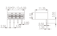 0225-36XX 0.138 Inch (in) Pitch Diameter Printed Circuit Board (PCB) Connector Socket - 2