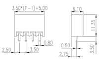 0225-37XX 0.138 Inch (in) Pitch Diameter Printed Circuit Board (PCB) Connector Socket - 2