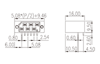 0225-46XX 0.200 Inch (in) Pitch Diameter Printed Circuit Board (PCB) Connector Socket - 2