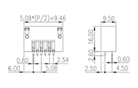 0225-47XX 0.200 Inch (in) Pitch Diameter Printed Circuit Board (PCB) Connector Socket - 2