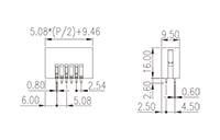 0225-57XX 0.200 Inch (in) Pitch Diameter Printed Circuit Board (PCB) Connector Socket - 2