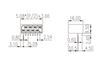 0225-66XX 0.200 Inch (in) Pitch Diameter Printed Circuit Board (PCB) Connector Socket - 2