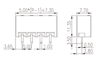 0226-32XX 0.197 Inch (in) Pitch Diameter Printed Circuit Board (PCB) Connector Socket - 2