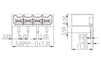 0226-36XX 0.197 Inch (in) Pitch Diameter Printed Circuit Board (PCB) Connector Socket - 2