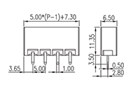 0226-37XX 0.197 Inch (in) Pitch Diameter Printed Circuit Board (PCB) Connector Socket - 2