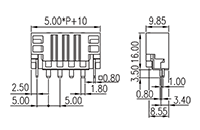 0227-12XX 0.197 Inch (in) Pitch Diameter Printed Circuit Board (PCB) Connector Socket - 2