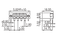 0227-16XX 0.197 Inch (in) Pitch Diameter Printed Circuit Board (PCB) Connector Socket - 2