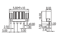 0227-17XX 0.197 Inch (in) Pitch Diameter Printed Circuit Board (PCB) Connector Socket - 2