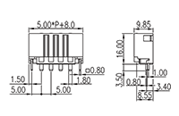 0227-22XX 0.197 Inch (in) Pitch Diameter Printed Circuit Board (PCB) Connector Socket - 2