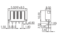 0227-27XX 0.197 Inch (in) Pitch Diameter Printed Circuit Board (PCB) Connector Socket - 2