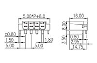 0227-36XX 0.197 Inch (in) Pitch Diameter Printed Circuit Board (PCB) Connector Socket - 2