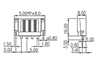 0227-37XX 0.197 Inch (in) Pitch Diameter Printed Circuit Board (PCB) Connector Socket - 2