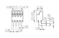 0228-23XX 0.2 Inch (in) Pitch Diameter Printed Circuit Board (PCB) Terminal Block - 2