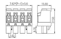 3ESNPLS-XXP 0.300 Inch (in) Pitch Diameter Printed Circuit Board (PCB) Connector-Plug - 2