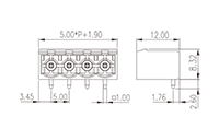 5EHDRC-XXPL 0.197 Inch (in) Pitch Diameter Printed Circuit Board (PCB) Connector Socket - 2