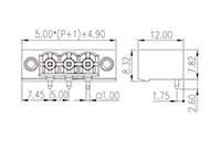 5EHDRRM-XXPL 0.197 Inch (in) Pitch Diameter Printed Circuit Board (PCB) Connector Socket - 2