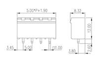 5EHDVC-XXPL 0.197 Inch (in) Pitch Diameter Printed Circuit Board (PCB) Connector Socket - 2