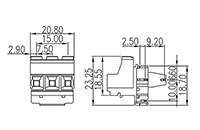 7ES-3PR 0.295 Inch (in) Pitch Diameter Printed Circuit Board (PCB) Connector-Plug - 2