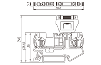 AK2.5-CP 60.8 Millimeter (mm) Width Spring Clamp Connection DIN Rail Terminal Block - 2