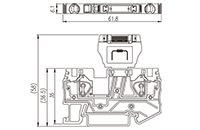 AK4-CP 61.8 Millimeter (mm) Width Spring Clamp Connection DIN Rail Terminal Block - 2