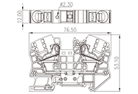 DP16-PE 76.5 Millimeter (mm) Width Push-In Design (PID) DIN Rail Terminal Block - 2