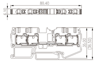 DP4-TR 80.4 Millimeter (mm) Width Push-In Design (PID) DIN Rail Terminal Block - 2