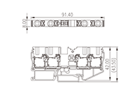 DP6-TR 91.4 Millimeter (mm) Width Push-In Design (PID) DIN Rail Terminal Block - 2