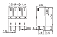 EC350CV-XXP 0.138 Inch (in) Pitch Diameter Printed Circuit Board (PCB) Connector-Plug - 2