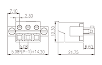 EC508FM-XXP 0.200 Inch (in) Pitch Diameter Printed Circuit Board (PCB) Connector-Plug - 2