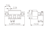 EC508VM-XXP 0.200 Inch (in) Pitch Diameter Printed Circuit Board (PCB) Connector-Plug - 2