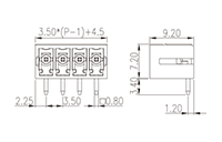 ECH350RR-XXP 0.138 Inch (in) Pitch Diameter Printed Circuit Board (PCB) Connector Socket - 2