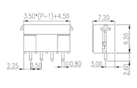 ECH350VT-XXPL 0.138 Inch (in) Pitch Diameter Printed Circuit Board (PCB) Connector Socket - 2