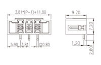 ECH381RJ-XXPL 0.150 Inch (in) Pitch Diameter Printed Circuit Board (PCB) Connector Socket - 2