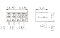 ECH381RR-XXPL 0.150 Inch (in) Pitch Diameter Printed Circuit Board (PCB) Connector Socket - 2