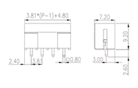 ECH381V-XXPL 0.150 Inch (in) Pitch Diameter Printed Circuit Board (PCB) Connector Socket - 2